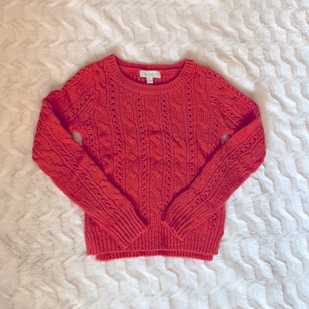 Burnt orange cable knit sweater